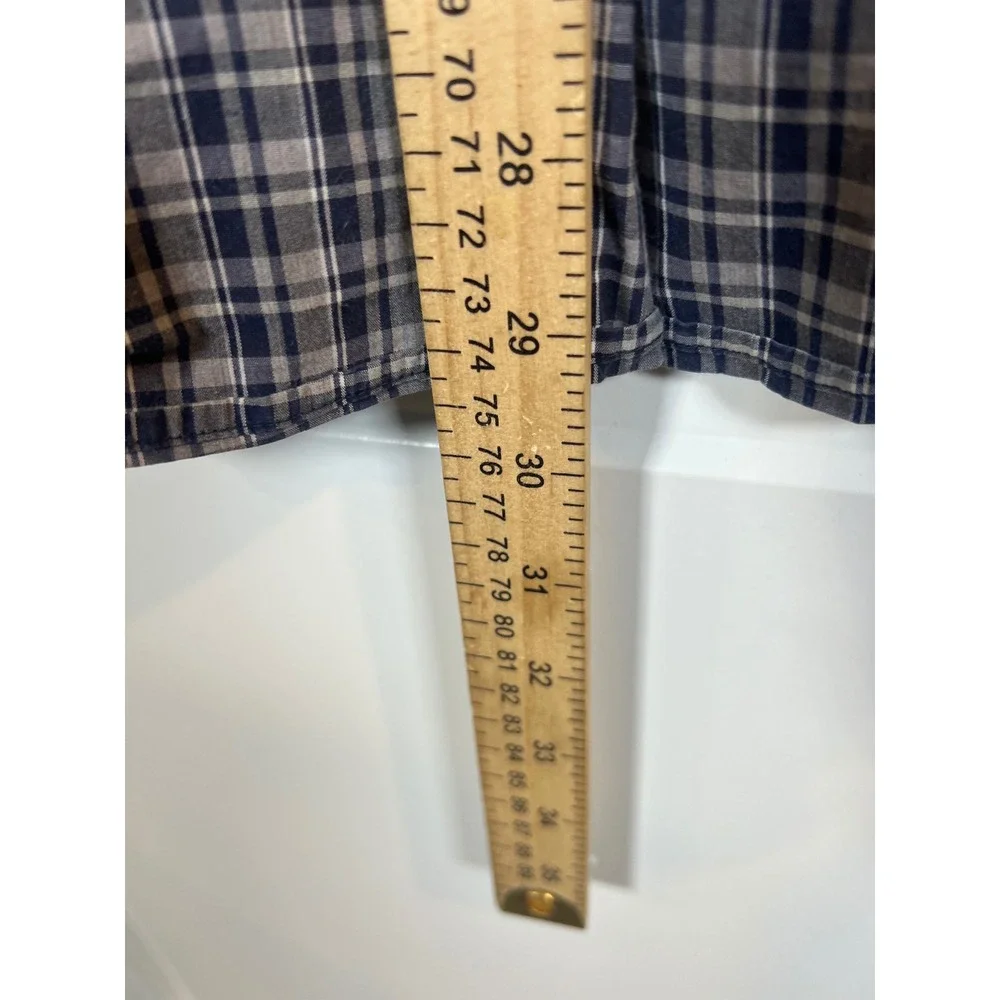 Banana Republic Mens Button Down Shirt Slim Fit Plaid Blue Large